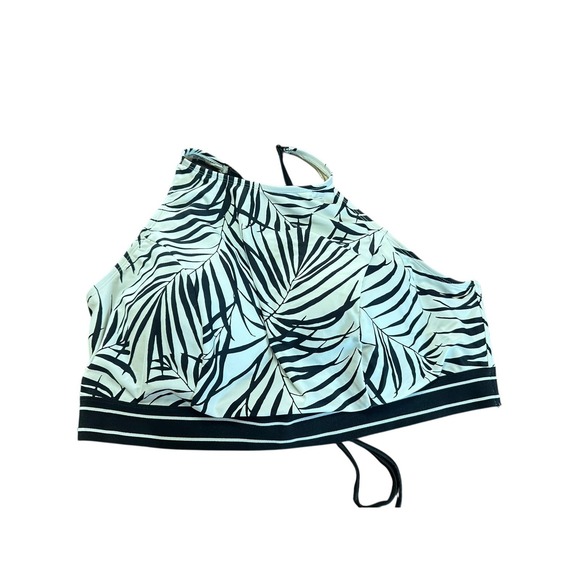 Cacique Swim Women's 26 Black White Leaf Palm Print Tie Back Resort Beach - Picture 1 of 4